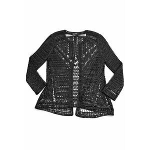 Berek Black Crochet Open Front Cardigan Jacket Size PM Medium